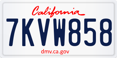 CA license plate 7KVW858