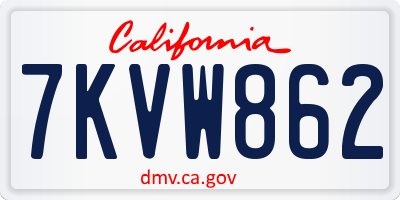 CA license plate 7KVW862