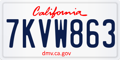 CA license plate 7KVW863