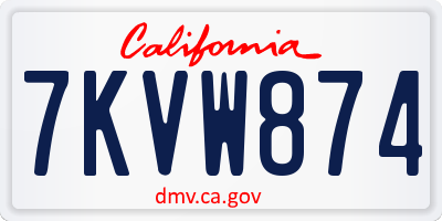 CA license plate 7KVW874