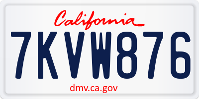 CA license plate 7KVW876