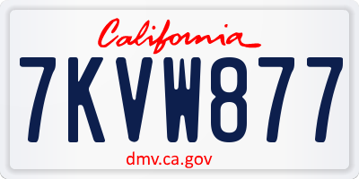 CA license plate 7KVW877