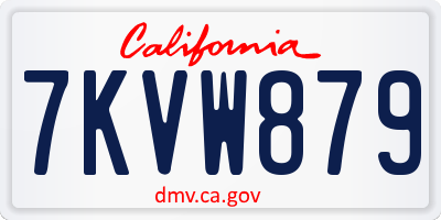 CA license plate 7KVW879