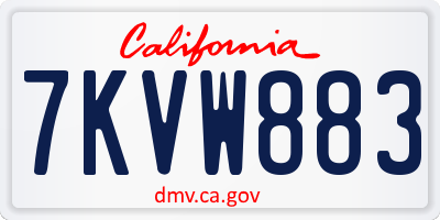 CA license plate 7KVW883