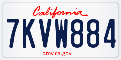 CA license plate 7KVW884