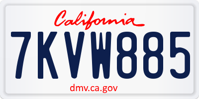 CA license plate 7KVW885