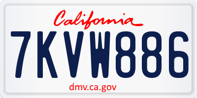 CA license plate 7KVW886