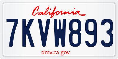CA license plate 7KVW893