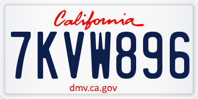CA license plate 7KVW896