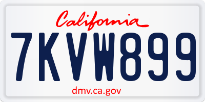 CA license plate 7KVW899