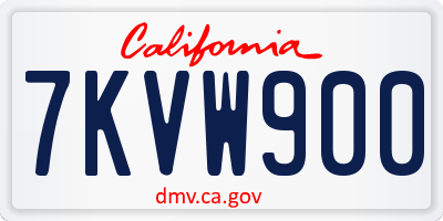 CA license plate 7KVW900