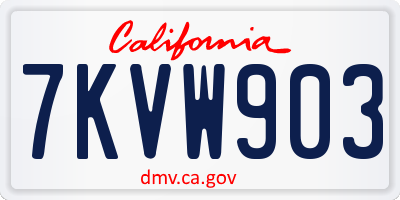 CA license plate 7KVW903