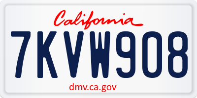 CA license plate 7KVW908