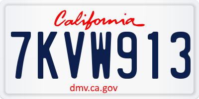 CA license plate 7KVW913