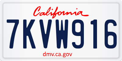 CA license plate 7KVW916
