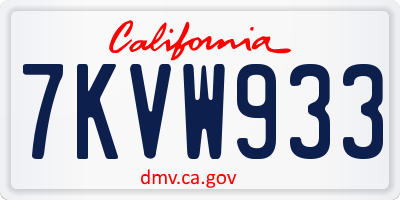 CA license plate 7KVW933