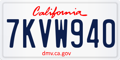 CA license plate 7KVW940