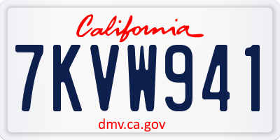 CA license plate 7KVW941