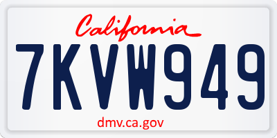 CA license plate 7KVW949