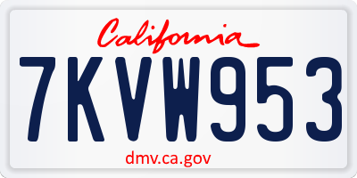 CA license plate 7KVW953