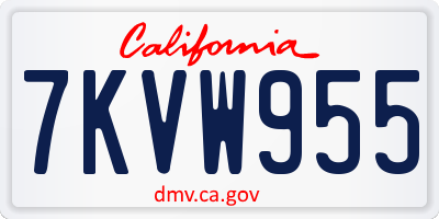 CA license plate 7KVW955