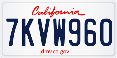 CA license plate 7KVW960