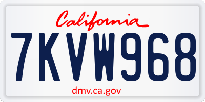 CA license plate 7KVW968