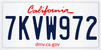 CA license plate 7KVW972