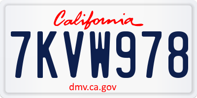 CA license plate 7KVW978