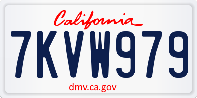 CA license plate 7KVW979
