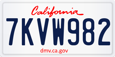CA license plate 7KVW982