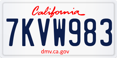 CA license plate 7KVW983