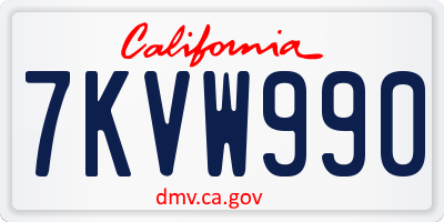 CA license plate 7KVW990