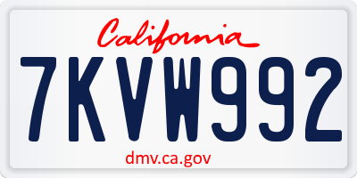 CA license plate 7KVW992
