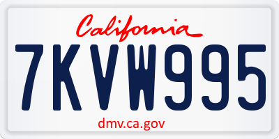 CA license plate 7KVW995