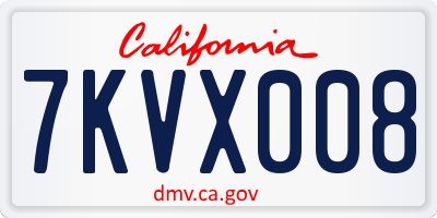 CA license plate 7KVX008