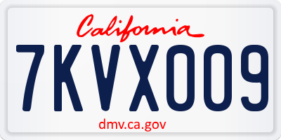 CA license plate 7KVX009
