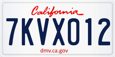 CA license plate 7KVX012