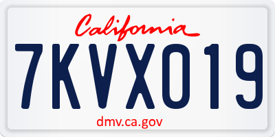 CA license plate 7KVX019