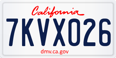 CA license plate 7KVX026
