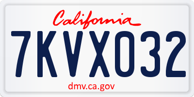 CA license plate 7KVX032