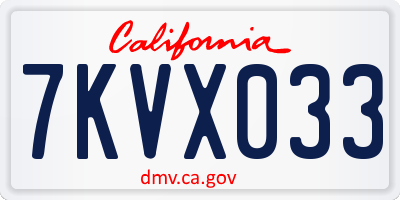 CA license plate 7KVX033
