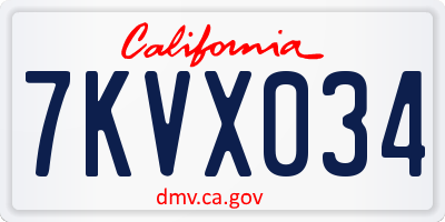 CA license plate 7KVX034