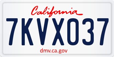 CA license plate 7KVX037