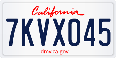 CA license plate 7KVX045