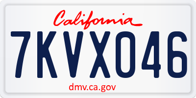 CA license plate 7KVX046