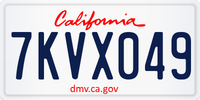 CA license plate 7KVX049