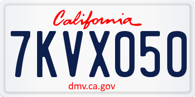 CA license plate 7KVX050