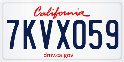 CA license plate 7KVX059