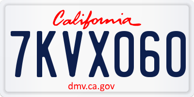 CA license plate 7KVX060